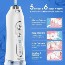 H2ofloss Water Flosser Professional Cordless Dental Oral Irrigator Portable and Rechargeable IPX7 Waterproof Water Flossing For Teeth Cleaning, 300ml Reservoir Home And Travel (HF-6)