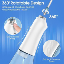 H2ofloss Water Flosser Professional Cordless Dental Oral Irrigator Portable and Rechargeable IPX7 Waterproof Water Flossing For Teeth Cleaning, 300ml Reservoir Home And Travel (HF-6)
