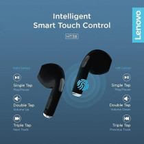 Lenovo True Wireless Stereo Half In-Ear Earphones HT38, Black