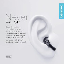 Lenovo True Wireless Stereo Half In-Ear Earphones HT38, Black