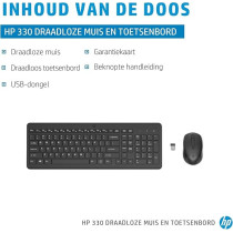 HP 330 Wireless Black Keyboard and Mouse Set with Numeric Keypad, 2.4GHz Wireless Connection and 1600 DPI, USB Receiver, LED Indicators, Black, 2V9E6AA