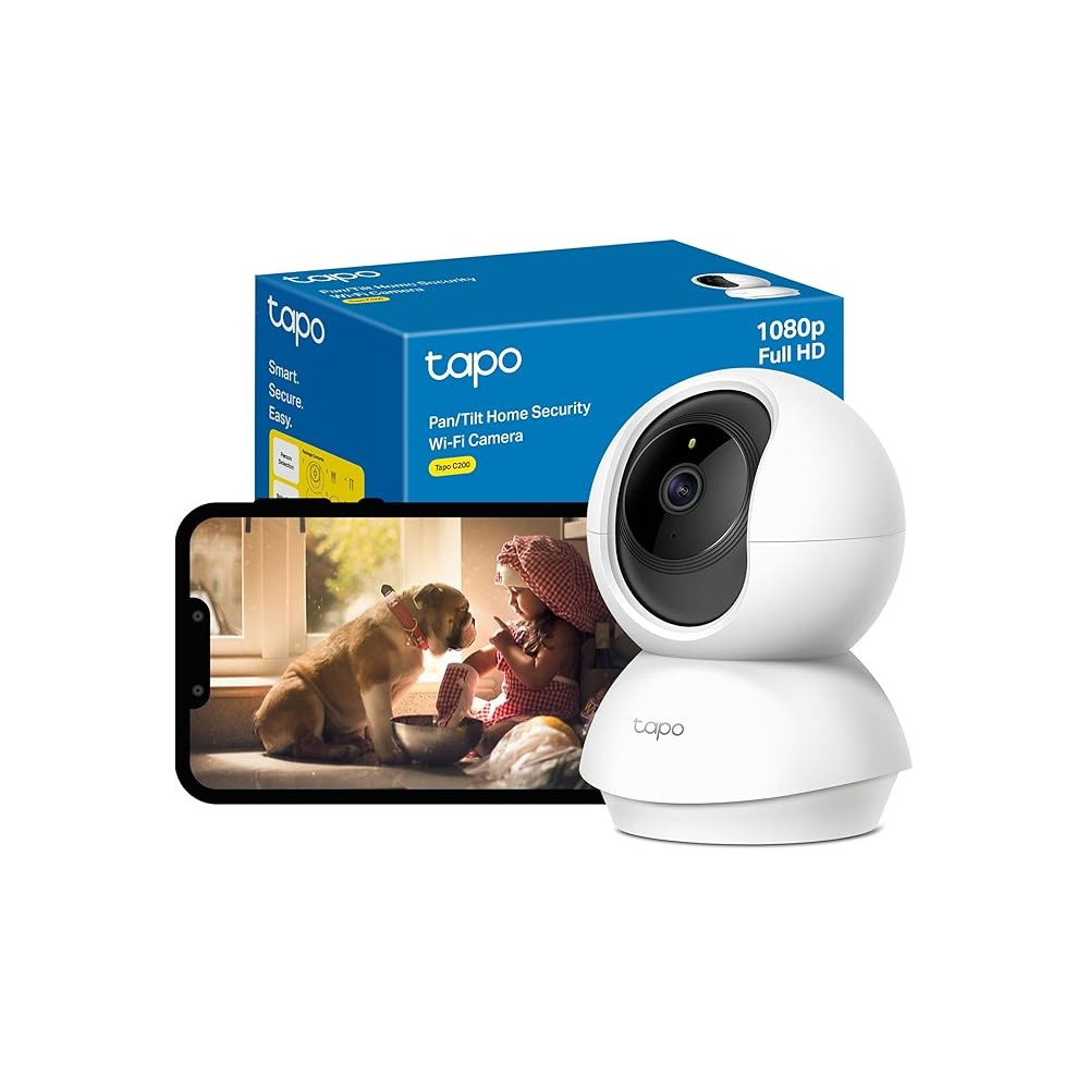TP-Link Tapo Pan/Tilt Smart Security Camera CCTV, Tapo C200, White