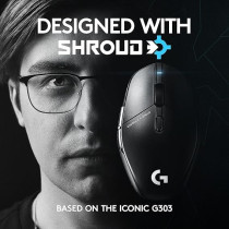Logitech G303 Shroud Edition Wireless Gaming Mouse, LIGHTSPEED HERO 25K 25,600 DPI 75 Grams 5-Buttons, PC Black