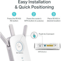 TP-Link AC1750 WiFi Extender, PCMag Editor's Choice, Up to 1750Mbps, Dual Band WiFi Repeater, Internet Booster, Extend WiFi Range Further, RE450, White