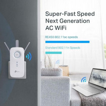 TP-Link AC1750 WiFi Extender, PCMag Editor's Choice, Up to 1750Mbps, Dual Band WiFi Repeater, Internet Booster, Extend WiFi Range Further, RE450, White