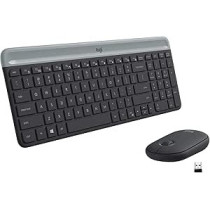 Logitech Mk470 Slim Wireless Keyboard And Mouse Combo For Windows, 2.4Ghz Unifying Usb-Receiver, Low Profile, Whisper-Quiet, Long Battery Life, Optical Mouse, Pc/Laptop, Arabic Layout, Graphite