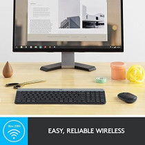 Logitech Mk470 Slim Wireless Keyboard And Mouse Combo For Windows, 2.4Ghz Unifying Usb-Receiver, Low Profile, Whisper-Quiet, Long Battery Life, Optical Mouse, Pc/Laptop, Arabic Layout, Graphite