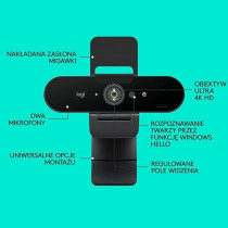 Logitech Brio Stream Webcam, Ultra HD 4K Streaming Edition, 1080p/60fps Hyper-Fast Streaming, Wide Adjustable Field of View for Gaming, Works with Skype, Zoom, Xsplit, Youtube, PC/Xbox/Laptop, Black