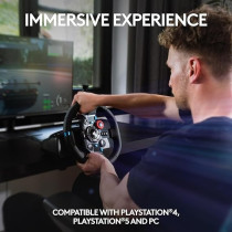 Logitech G29 Driving Force Racing Wheel and Floor Pedals, Real Force Feedback, Stainless Steel Paddle Shifters, Leather Steering Wheel Cover for PS5, PS4, PC, Mac, Black
