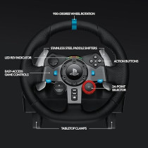 Logitech G29 Driving Force Racing Wheel and Floor Pedals, Real Force Feedback, Stainless Steel Paddle Shifters, Leather Steering Wheel Cover for PS5, PS4, PC, Mac, Black