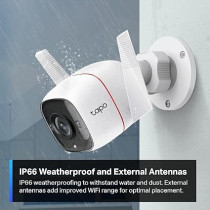 TP-Link Tapo 2K HD Security Camera Outdoor Wired, IP66 Weatherproof, Motion/Person Detection, Works with Alexa And Google Home, Built-in Siren w/Night Vision, Cloud/SD Card Storage, 2-Way Audio, C310, White