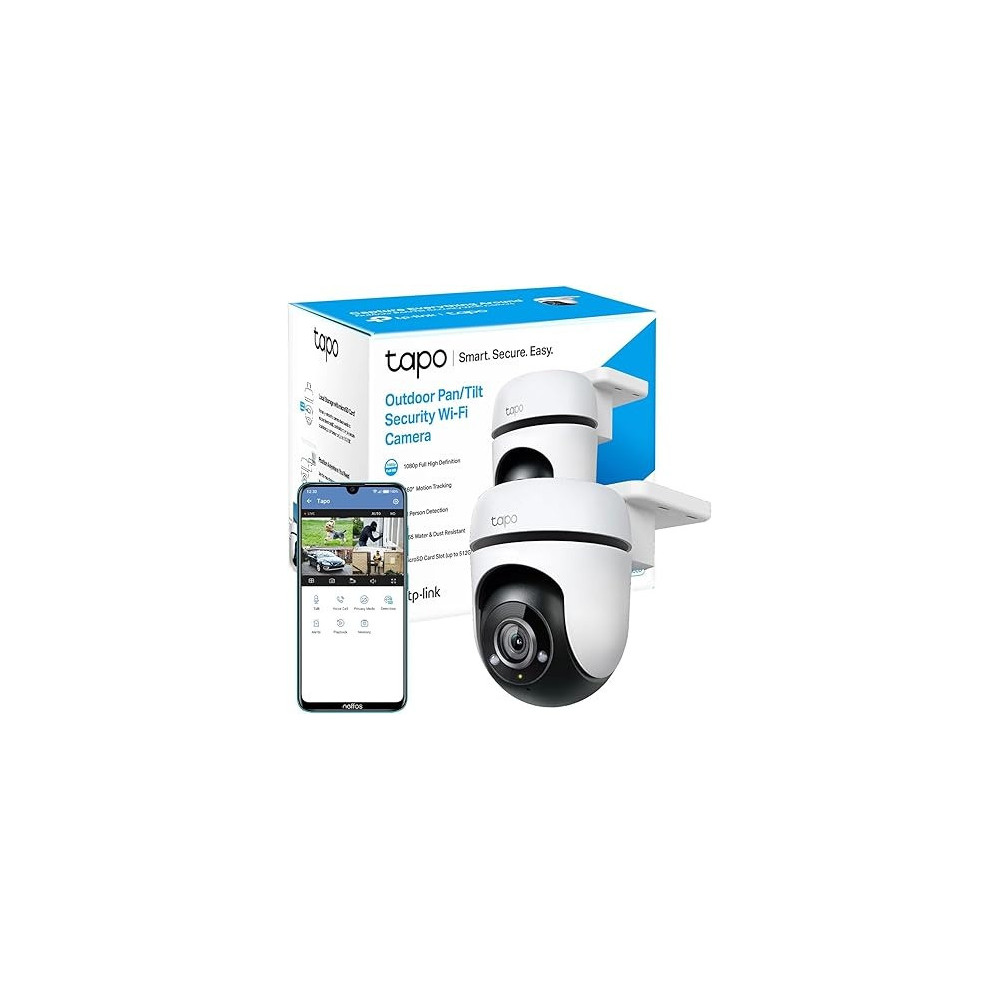 TP-Link Tapo 1080p Full HD Outdoor Pan/Tilt Security Wi-Fi Camera, 360 Degree Motion Detection, IP65 Weatherproof, Night Vision, Cloud And SD Card Storage, Works with Alexa And Google Home, Tapo C500, White