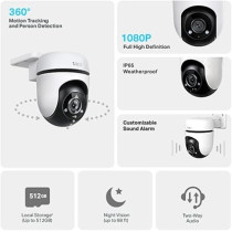 TP-Link Tapo 1080p Full HD Outdoor Pan/Tilt Security Wi-Fi Camera, 360 Degree Motion Detection, IP65 Weatherproof, Night Vision, Cloud And SD Card Storage, Works with Alexa And Google Home, Tapo C500, White