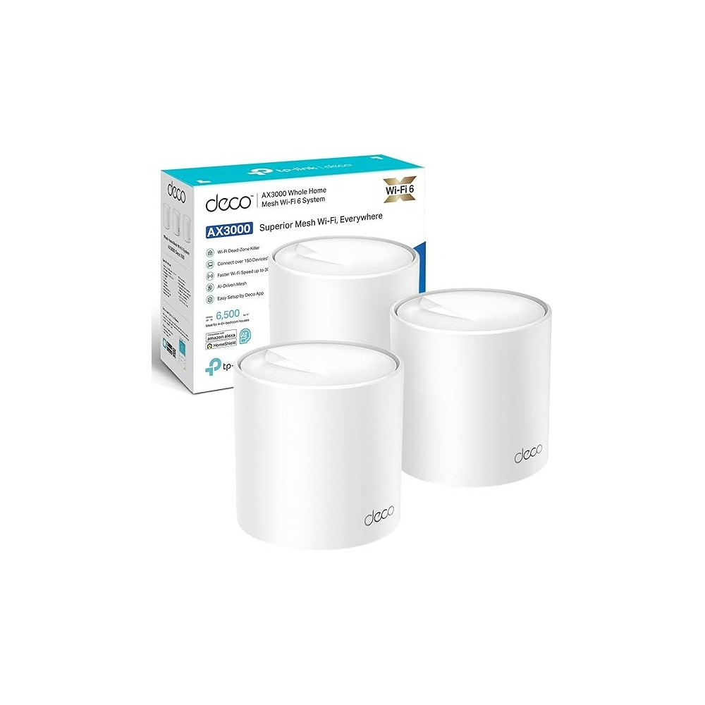 TP-Link Deco X50 AX3000 Whole Home Ai-Driven Mesh Wi-Fi 6 System, Dual-Band With Gigabit Ports, Coverage Up To 6,500 Ft2, Connect Up To 150 Devices, 1 Ghz Dual-Core Cpu, Homeshield Security, Pack Of 3
