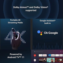 Xiaomi Mi TV Stick 4K Ultra HD Streaming Device Android TV 11 With Google Assistant Voice Remote Control Streaming Media Player Chromecast Built-In 2GB 8GB HDR/AV1/2.4G/5G WiFi/BT 5.2