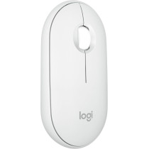 Logitech Pebble Mouse 2 M350s Slim Bluetooth Wireless Mouse, Portable, Customisable Button, Quiet Clicks, 4K DPI, 24-month battery, Easy-Switch for Windows, macOS, iPadOS, Android, Chrome OS, White, 910-007013