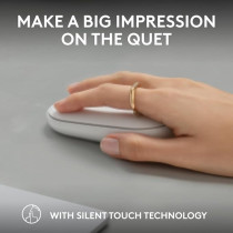 Logitech Pebble Mouse 2 M350s Slim Bluetooth Wireless Mouse, Portable, Customisable Button, Quiet Clicks, 4K DPI, 24-month battery, Easy-Switch for Windows, macOS, iPadOS, Android, Chrome OS, White, 910-007013
