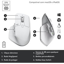 Logitech MX Master 3S Wireless Performance Mouse with Ultra-Fast Scrolling, Ergo, 8K DPI, Track on Glass, Quiet Clicks, USB-C, Bluetooth, Windows, Linux, Chrome, Pale Grey