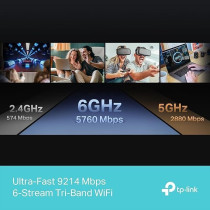 TP-Link BE9300 Ultra-Fast 9214 Mbps 6-Stream Tri-Band Wi-Fi 7 Router, Five 2.5G Ports, 4K-QAM, EasyMesh-Compatible, 8K Streaming, VR/AR, Online Gaming, Easy Setup, Archer BE550