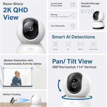 TP-Link Tapo 2K QHD Pan/Tilt Security Camera for Pet Camera, Baby Monitor, Motion Detection, Motion Tracking, 2-Way Audio, Night Vision, Cloud And SD Card Storage, Works w/Alexa And Google Home, C220, White