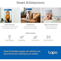 TP-Link Tapo 2K QHD Pan/Tilt Security Camera for Pet Camera, Baby Monitor, Motion Detection, Motion Tracking, 2-Way Audio, Night Vision, Cloud And SD Card Storage, Works w/Alexa And Google Home, C220, White