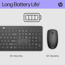 HP 230 Wireless Keyboard and Mouse Combo Set, 2.4 GHz Wireless USB-A Nano Receiver, Up to 1600 dpi, Up to 16 Months Battery Life, Black, 18H24AA