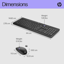 HP 230 Wireless Keyboard and Mouse Combo Set, 2.4 GHz Wireless USB-A Nano Receiver, Up to 1600 dpi, Up to 16 Months Battery Life, Black, 18H24AA