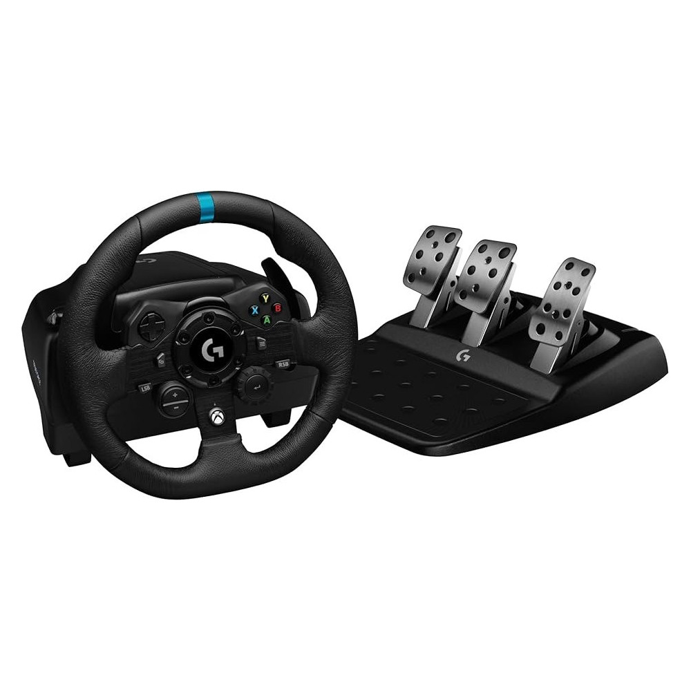 Logitech G923 Racing Wheel And Pedals For Xbox Series X/S, Xbox One And PC Featuring Trueforce Up To 1000 Hz Force Feedback, Responsive Pedal, Dual Clutch Launch Control, And Genuine Leather Wheel