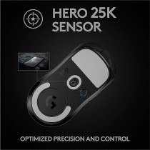 Logitech G PRO Superlight Wireless Gaming Mouse, Ultra Lightweight 63 g, HERO 25K Sensor, 25,600 DPI, 5 Programmable Buttons, Long Battery Life, On-Board Memory, For Esports, Compatible With PC, Black