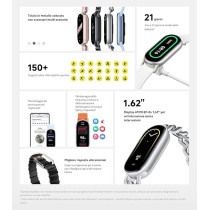 Xiaomi Smart Band 9 Glacier Silver, 1.62 Inches AMOLED Display, Touchscreen, Multisport Tracker, Activity Tracker, Heart Rate Monitor, Bluetooth connectivity