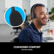 Logitech H111 Wired Headset, Stereo Headphones With Noise Cancelling Microphone, 3.5 mm Audio Jack, Pc/Mac/Laptop/Smartphone/Tablet, Black, Large