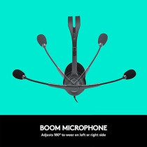 Logitech H111 Wired Headset, Stereo Headphones With Noise Cancelling Microphone, 3.5 mm Audio Jack, Pc/Mac/Laptop/Smartphone/Tablet, Black, Large
