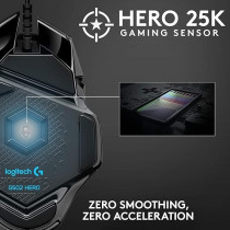 Logitech G502 HERO High Performance Wired Gaming Mouse, HERO 25K Sensor, 25,600 DPI, RGB, Adjustable Weights, 11 Programmable Buttons, On-Board Memory, PC / Mac, Black