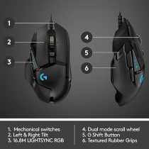 Logitech G502 HERO High Performance Wired Gaming Mouse, HERO 25K Sensor, 25,600 DPI, RGB, Adjustable Weights, 11 Programmable Buttons, On-Board Memory, PC / Mac, Black