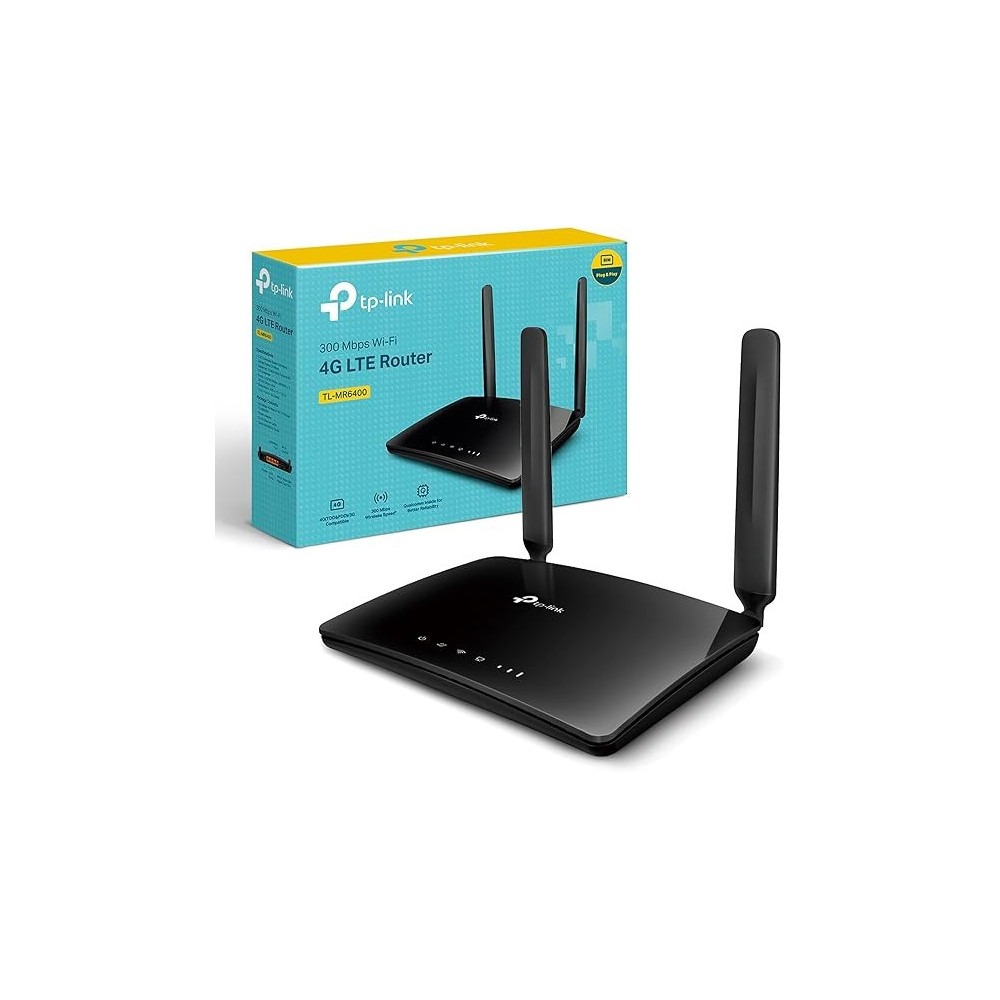 TP-Link 300 Mbps Wireless N 4G+Cat 4 LTE Router, 4G Network Micro SIM Slot Unlocked, With WAN Connection, No Configuration required, Parental Control, Easy Management, UK Plug, TL-MR6400