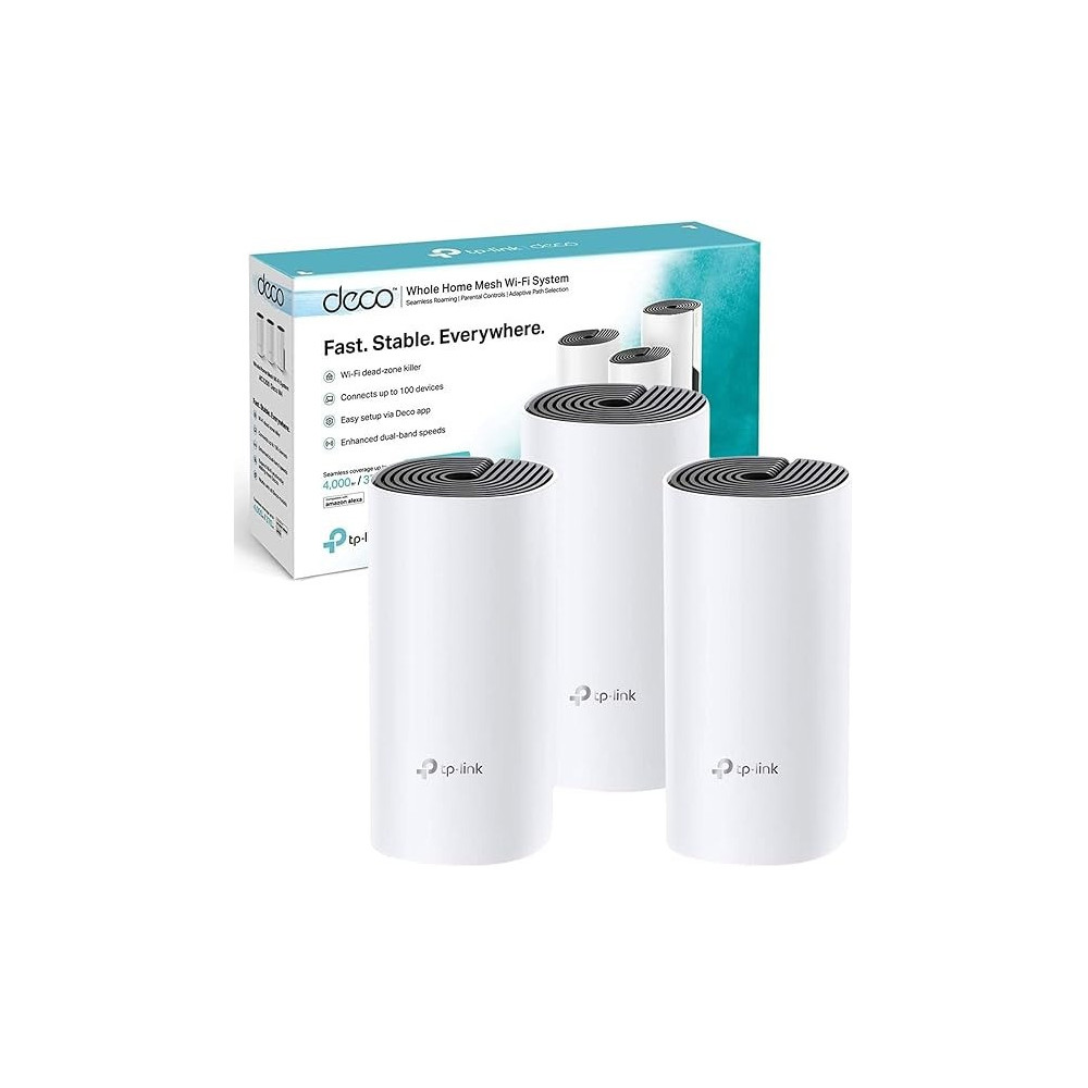 TP-Link Deco M4 Whole Home Mesh Wi-Fi System, Up to 4000 sq ft Coverage, Qualcomm CPU, Dual-Band AC1200 with Gigabit Ports, Compatible with Amazon Echo/Alexa, Parent Control, Pack of 3