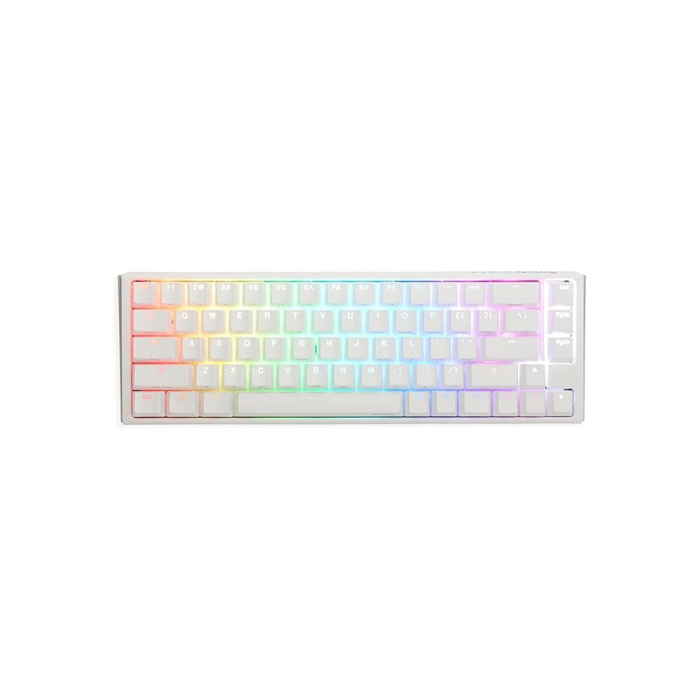 Ducky One 3 Classic White SF 65 Percentage Mechanical Keyboard with Blue Switches and RGB Lighting Compact, Durable, and Clicky Typing Experience