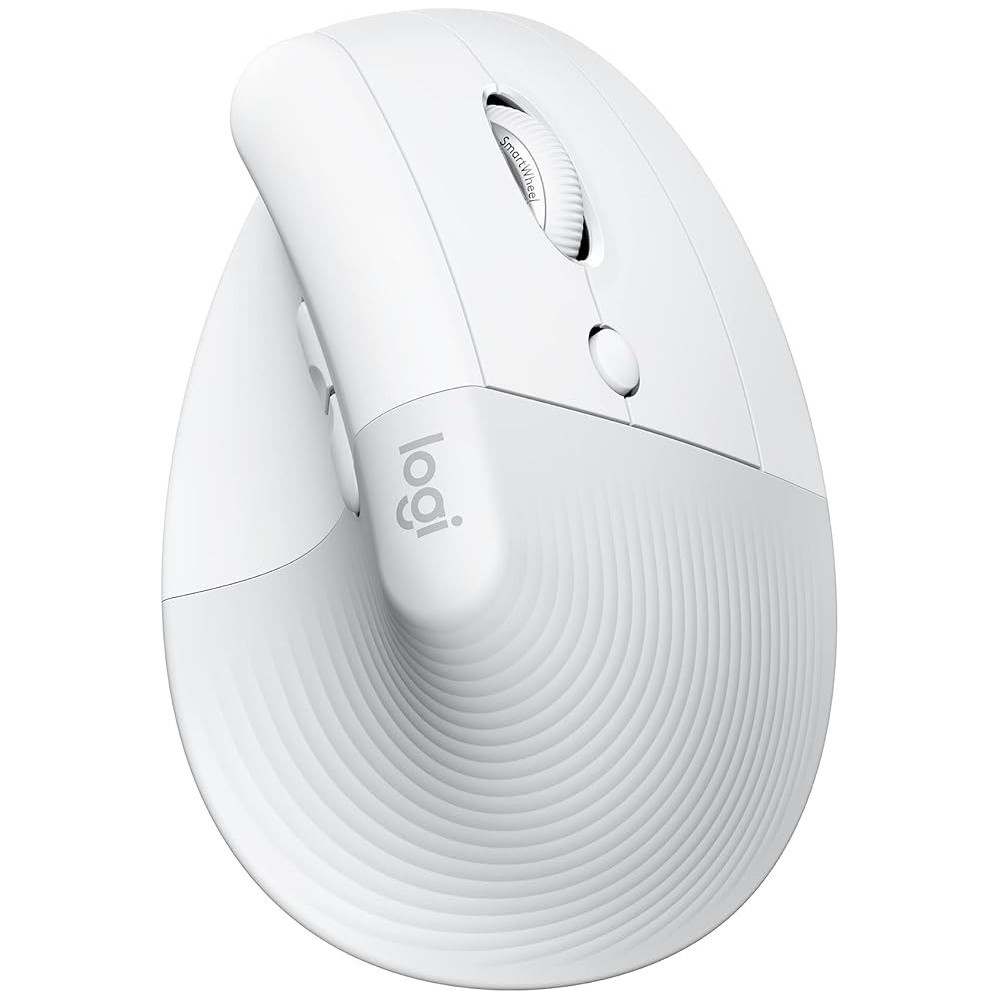 Logitech Lift Vertical Ergonomic Mouse, Wireless, Bluetooth Or Logi Bolt USB Receiver, Quiet Clicks, 4 Buttons, Compatible With Windows/MacOS/iPadOS, Laptop, PC, Off White