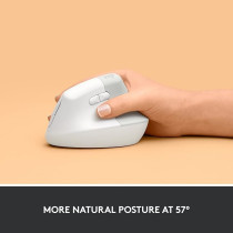 Logitech Lift Vertical Ergonomic Mouse, Wireless, Bluetooth Or Logi Bolt USB Receiver, Quiet Clicks, 4 Buttons, Compatible With Windows/MacOS/iPadOS, Laptop, PC, Off White