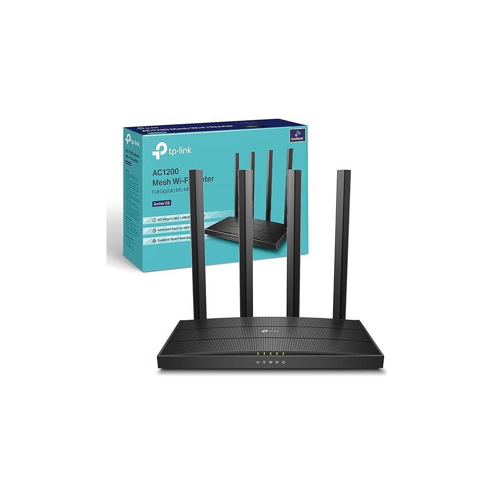 TP-Link AC1200 Wireless Dual Band Wi-Fi Router, Speed Up To 867 Mbps/5 GHz Plus 300 Mbps/2.4 GHz, 4 Plus 1 Gigabit Ports, Dual-Core CPU, Parental Control, Easy setup (Archer C6)
