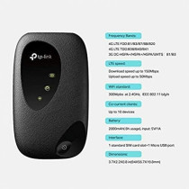 TP-Link TP Link 4G LTE 150Mbps Mobile Wi Fi M7200 Mobile Hot Spot, Plug N Play 150Mbps 4G FDD/TDD LTE, Upto 10 Devices, 2000mAh Battery Compatible With All Sim Cards, Black