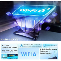 TP-Link WiFi 6 OneMesh Router, AX1800 Mbps Gigabit VPN Router, Dual-Core CPU Fibre Router, WPA3 Cybersecurity, Ideal For Gaming Xbox/PS4/Steam (Archer AX23)
