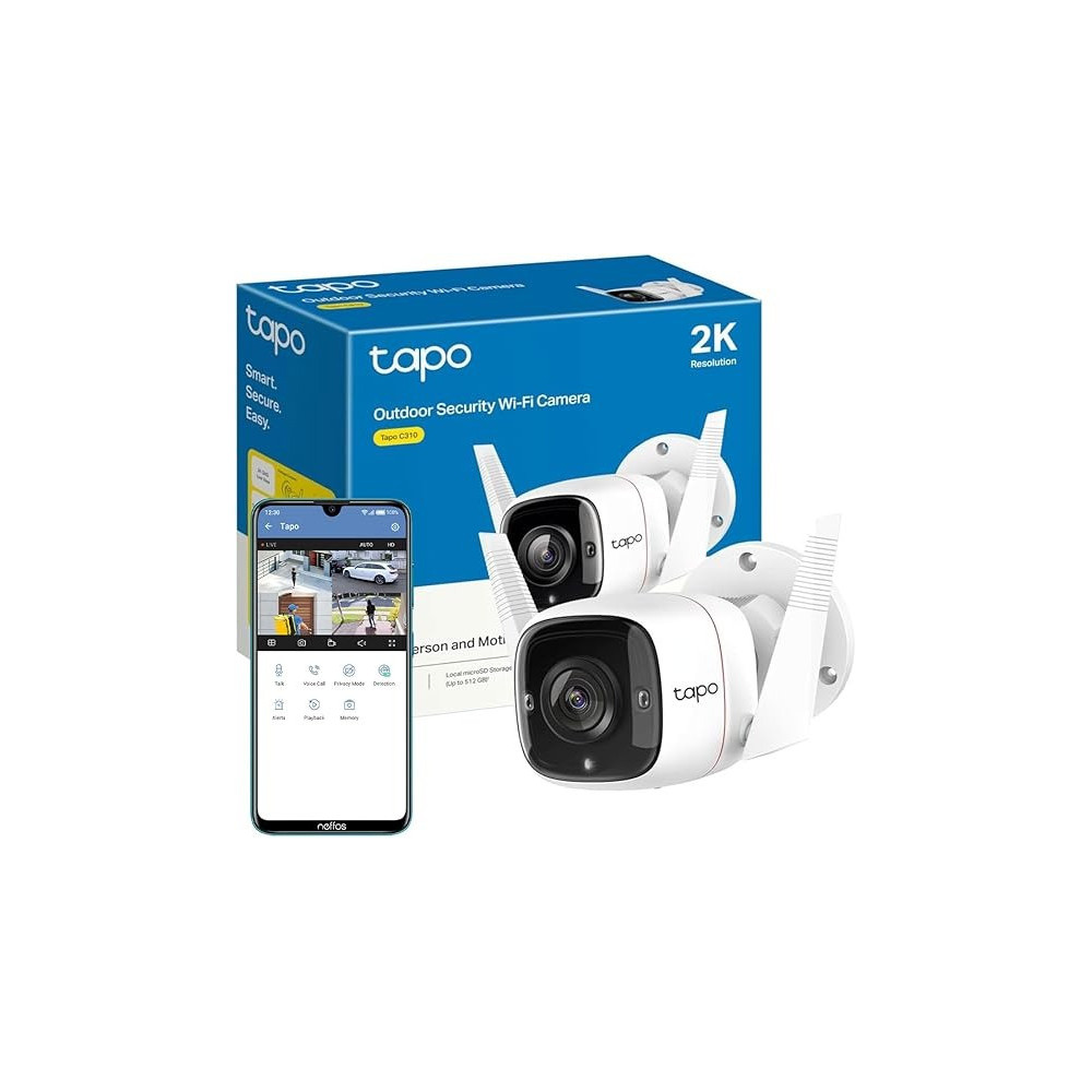 TP-Link Tapo Outdoor Security Camera/CCTV, Weatherproof Plus 2-way Audio And SD Storage (Tapo C310)