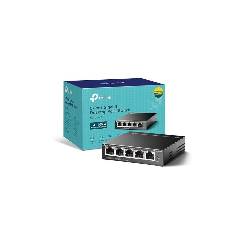TP-Link 5-Port Gigabit Desktop PoE Switch With 4-Port PoE Plus, 65 W For All PoE Ports, Metal Casing, Plug And Play, Ideal For IP Surveillance And Access Point (TL-SG1005P)