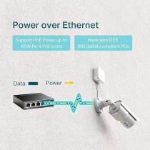 TP-Link 5-Port Gigabit Desktop PoE Switch With 4-Port PoE Plus, 65 W For All PoE Ports, Metal Casing, Plug And Play, Ideal For IP Surveillance And Access Point (TL-SG1005P)