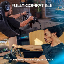Logitech G923 Racing Wheel And Pedals, Trueforce Feedback, Responsive Driving Design, Dual Clutch Launch Control, Genuine Leather, For Xbox One, PC, Black