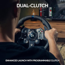 Logitech G923 Racing Wheel And Pedals, Trueforce Feedback, Responsive Driving Design, Dual Clutch Launch Control, Genuine Leather, For Xbox One, PC, Black