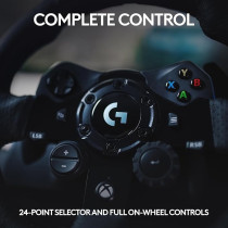 Logitech G923 Racing Wheel And Pedals, Trueforce Feedback, Responsive Driving Design, Dual Clutch Launch Control, Genuine Leather, For Xbox One, PC, Black