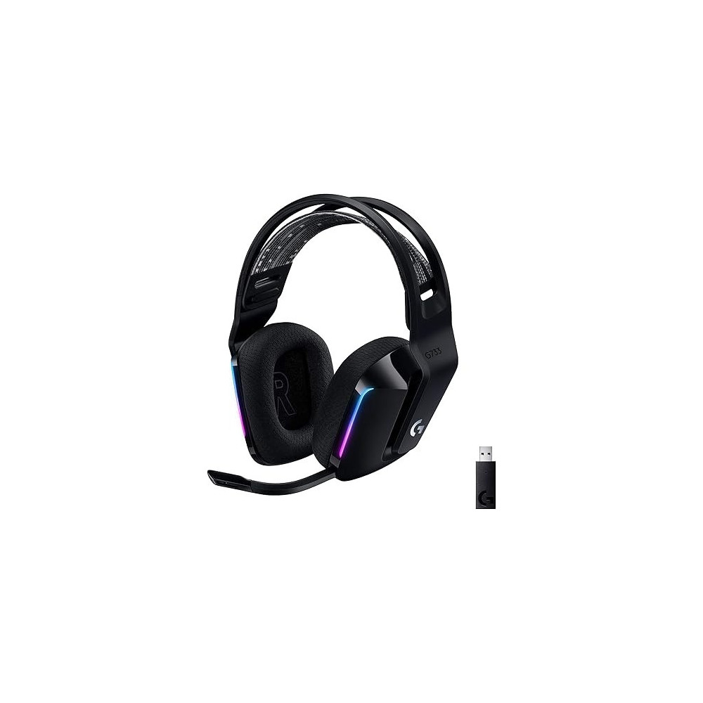 Logitech G733 Lightspeed Wireless Gaming Headset With Suspension Headband, Lightsync RGB, Blue Voice Mic Technology And PRO-G Audio Divers, Black
