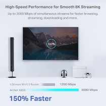 TP-Link AX3000 WiFi 6 Router, 802.11ax Wireless Router, Gigabit, Dual Band Internet Router, SUpports VPN Server And Client, OneMesh Compatible (Archer AX55)